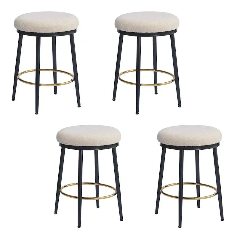 Set of 4 Altrium Contemporary Backless Counter Stools with Upholstered Seats and Iron Frames - 24.75-Inch Height by Christopher Knight Home - image 1