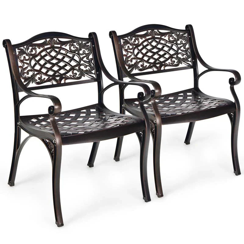 2/4Pcs All-Weather Cast Aluminum Chairs with Armrests & Curved Seats, Outdoor Dining Chairs Patio Bistro Armchairs - image 2