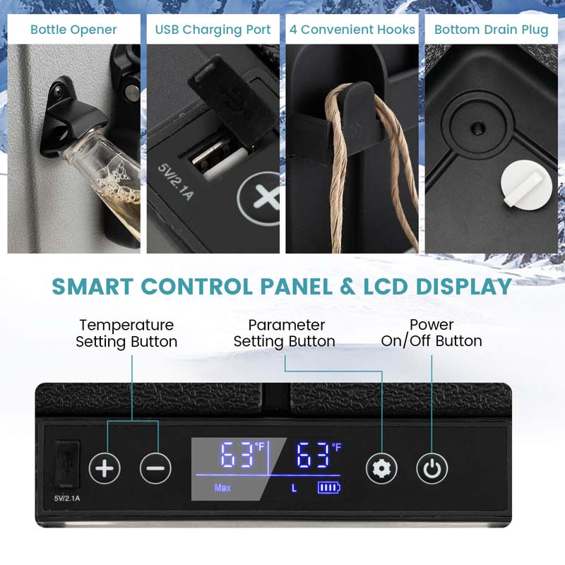 40-Quart Dual-zone Car Refrigerator with Wheels, 12V/24V DC & 100-240V AC Portable Car Fridge Cooler Freezer - image 19