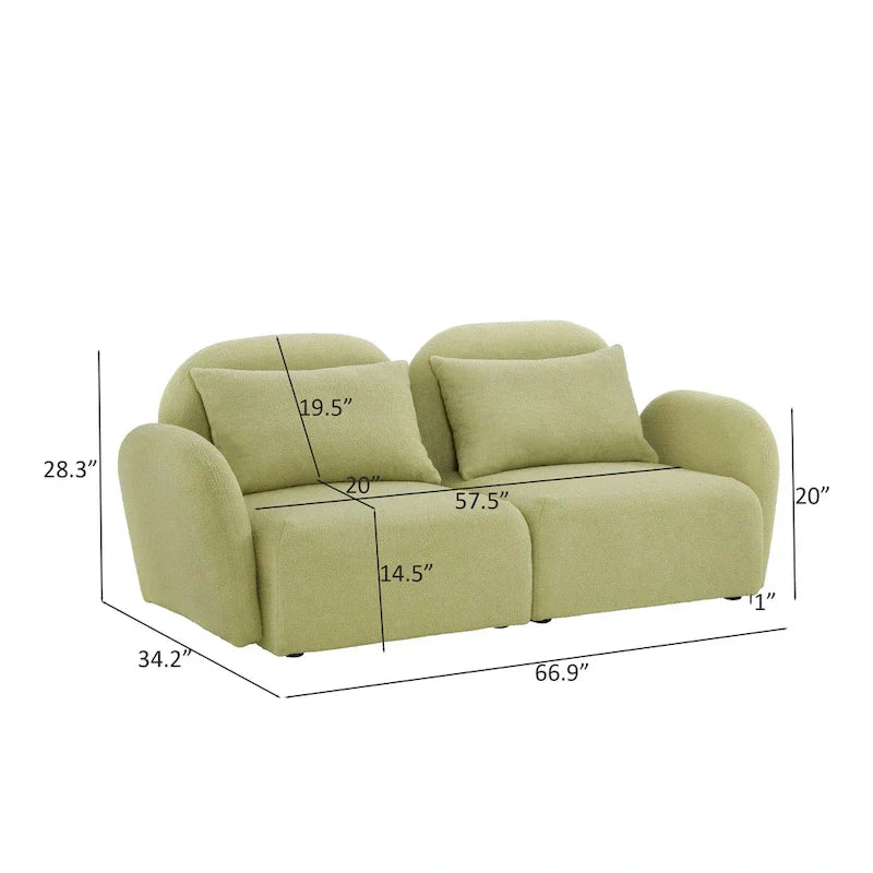 White Teddy Fabric Lazy Loveseat for Living Room - image 8