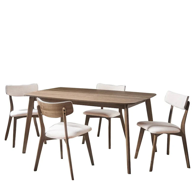 Mid Century Dining Table Set with 4 Upholstered Chairs and Wooden Frame - image 33