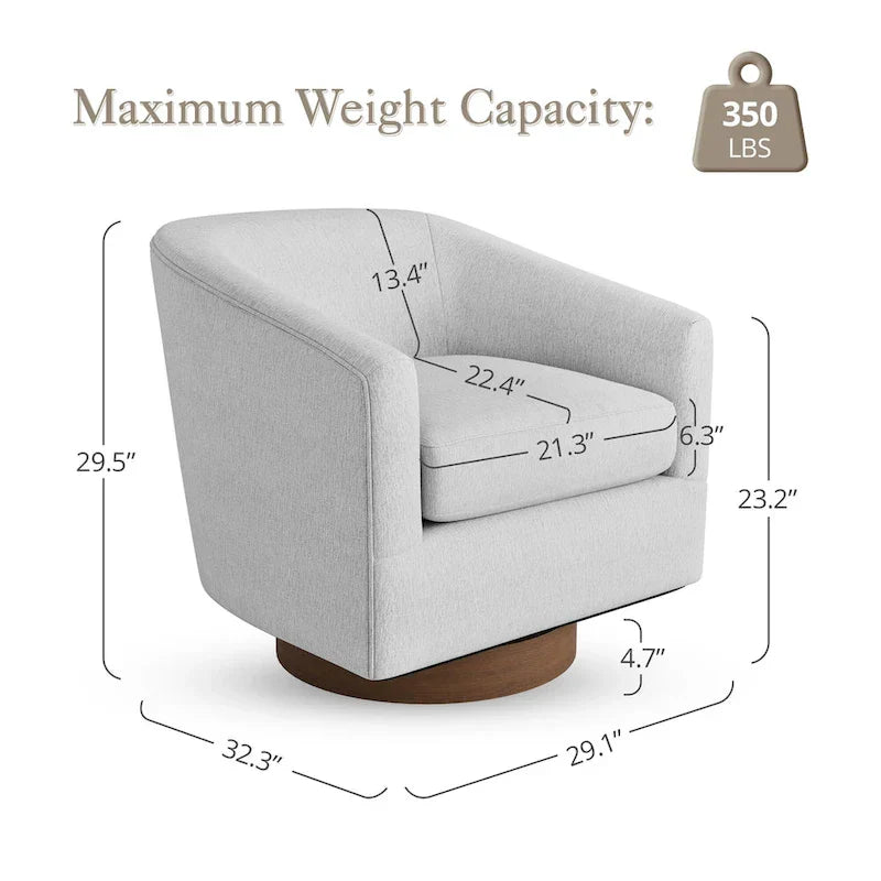 LUE BONA Contemporary Upholstered Wooden Barrel Swivel Accent Chair for Living Room - image 22