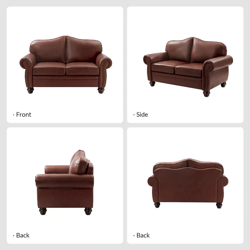 Angel Transitional Genuine Leather Sofa with Tufted Backrest by HULALA HOME - image 25