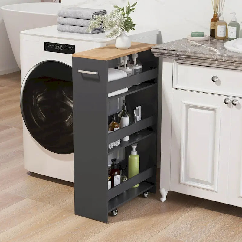 Costway 4-Tier Slim Rolling Kitchen Cart with Wheels - 8 Storage Compartments - image 29