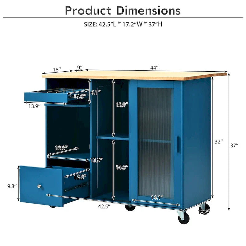 Merax Spacious Kitchen Island Cart with Adjustable Shelf and Dual Drawers - image 30