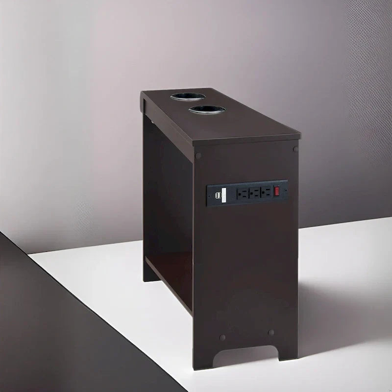 Compact Charging Side Table - Nightstand with Storage, Dual Power Outlets & USB Ports - image 14