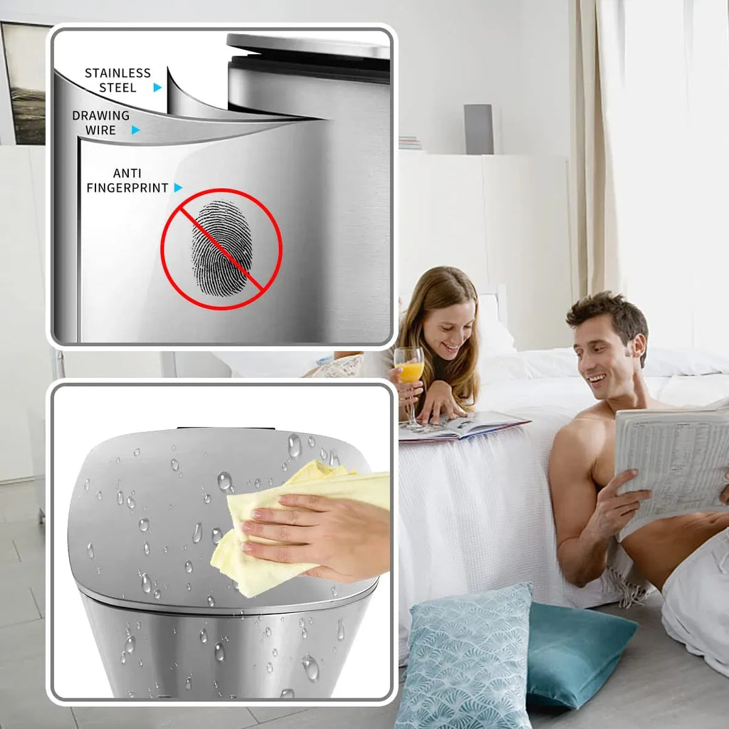 Bigacc 13 Gallon 50 Liter Kitchen Trash Can with Touch-Free & Motion Sensor, Automatic Stainless-Steel Garbage Can, Anti-Fing