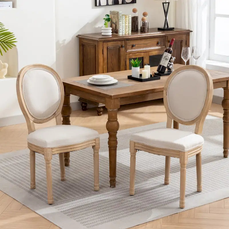 Set of 2 French Oval Back Dining Chairs - Elegant Retro Design with Solid Wood Frame - image 20