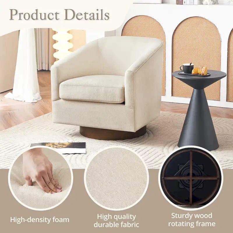 LUE BONA Contemporary Upholstered Wooden Barrel Swivel Accent Chair for Living Room - image 9