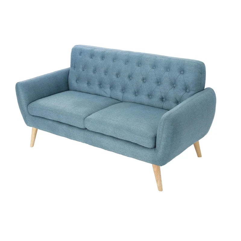 Mid Century Tufted Sofa with Cushioned Seat and Wooden Legs - image 6
