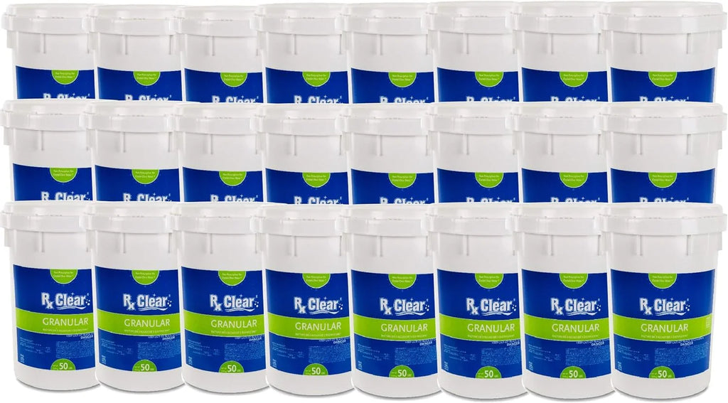 Clear Stabilized Granular Chlorine | One 50-Pound Bucket | Use As Bactericide, Algaecide, and Disinfectant in Swimming Pools 