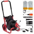 Garvee 100Ft x 3/8 Inch Drain Cleaner Machine, Auto-feed Electric Drain Auger Professional 6.8A, Air-Activated Foot Switch, with 6 Cutters, Glove, Drain Auger Cleaner Sewer Snake