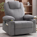 Oversized Swivel Rocker Recliner Chair with Heat and Massage, 360 Degree Swivel Rocking Single Sofa with Cup Holders and USB Port, Large Big Recliner Chair for Living Room (Leather, Brown) - image 3