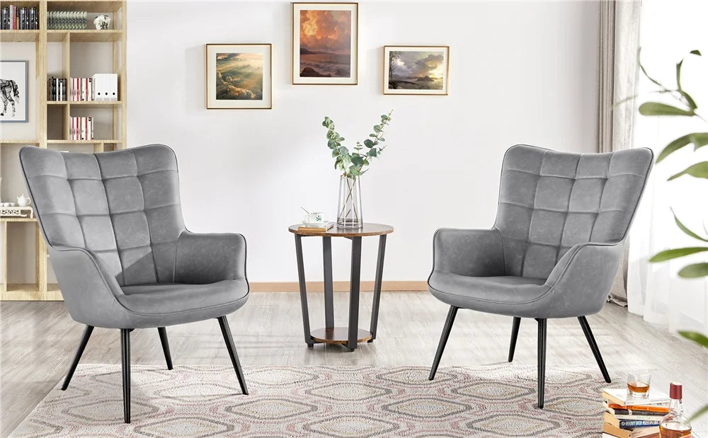 Alden Design Mid-Century Modern Faux Leather Wingback Accent Chair, Brown - image 14