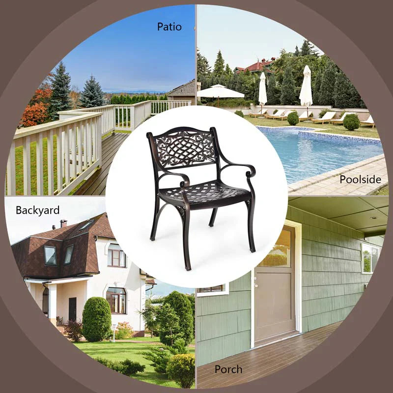 2/4Pcs All-Weather Cast Aluminum Chairs with Armrests & Curved Seats, Outdoor Dining Chairs Patio Bistro Armchairs - image 16