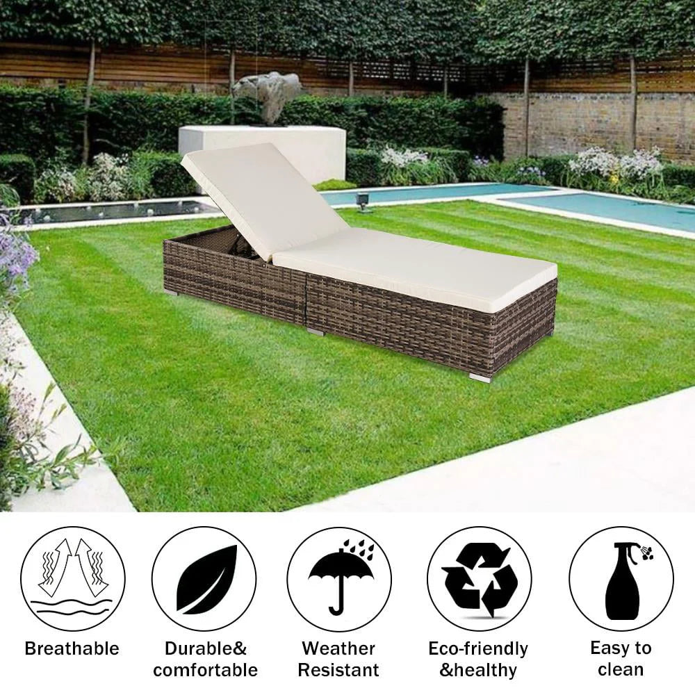 GoDecor Outdoor Wicker Rattan Sunloungers Recliner Sun Bed Lounger Pool Garden - image 5