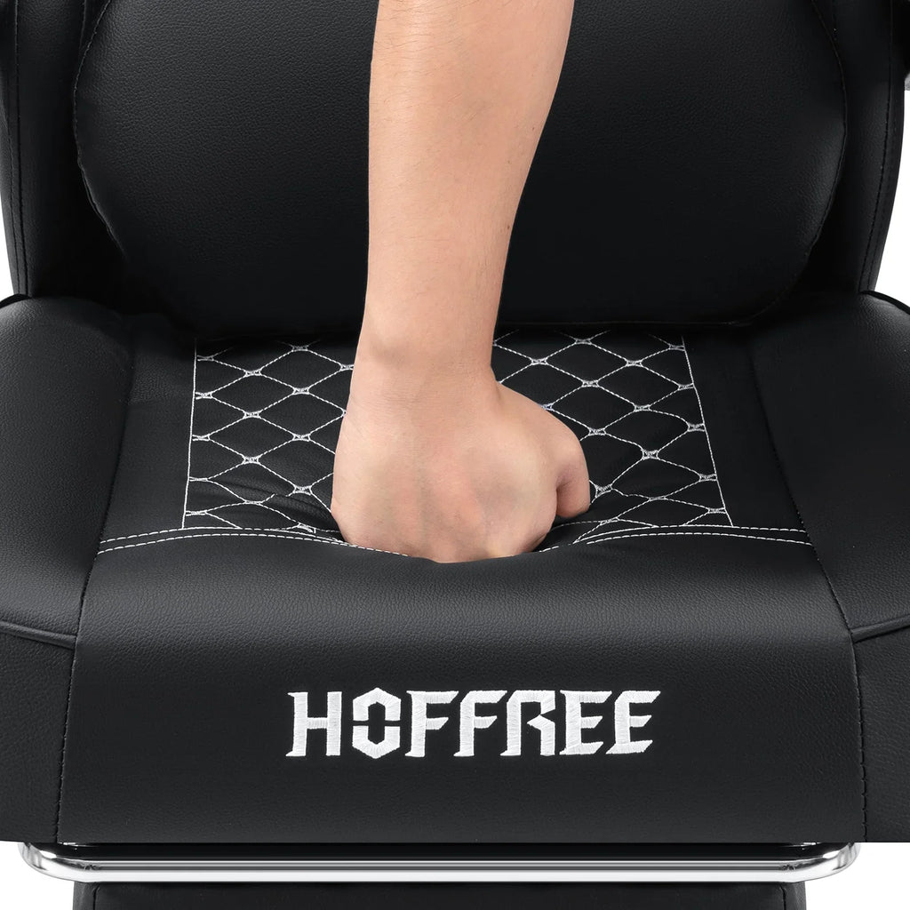 Hoffree Gaming Chair with Massage and Footrest Big and Tall Gamer Chair with Headrest and Lumbar Support PU Computer Game Chair for Adults Office - image 74