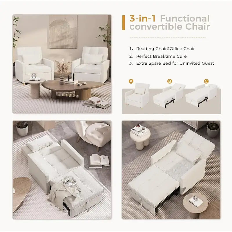 AECOJOY 3-in-1 Convertible Sleeper Sofa Chair with Pillow and Adjustable Backrest - image 19