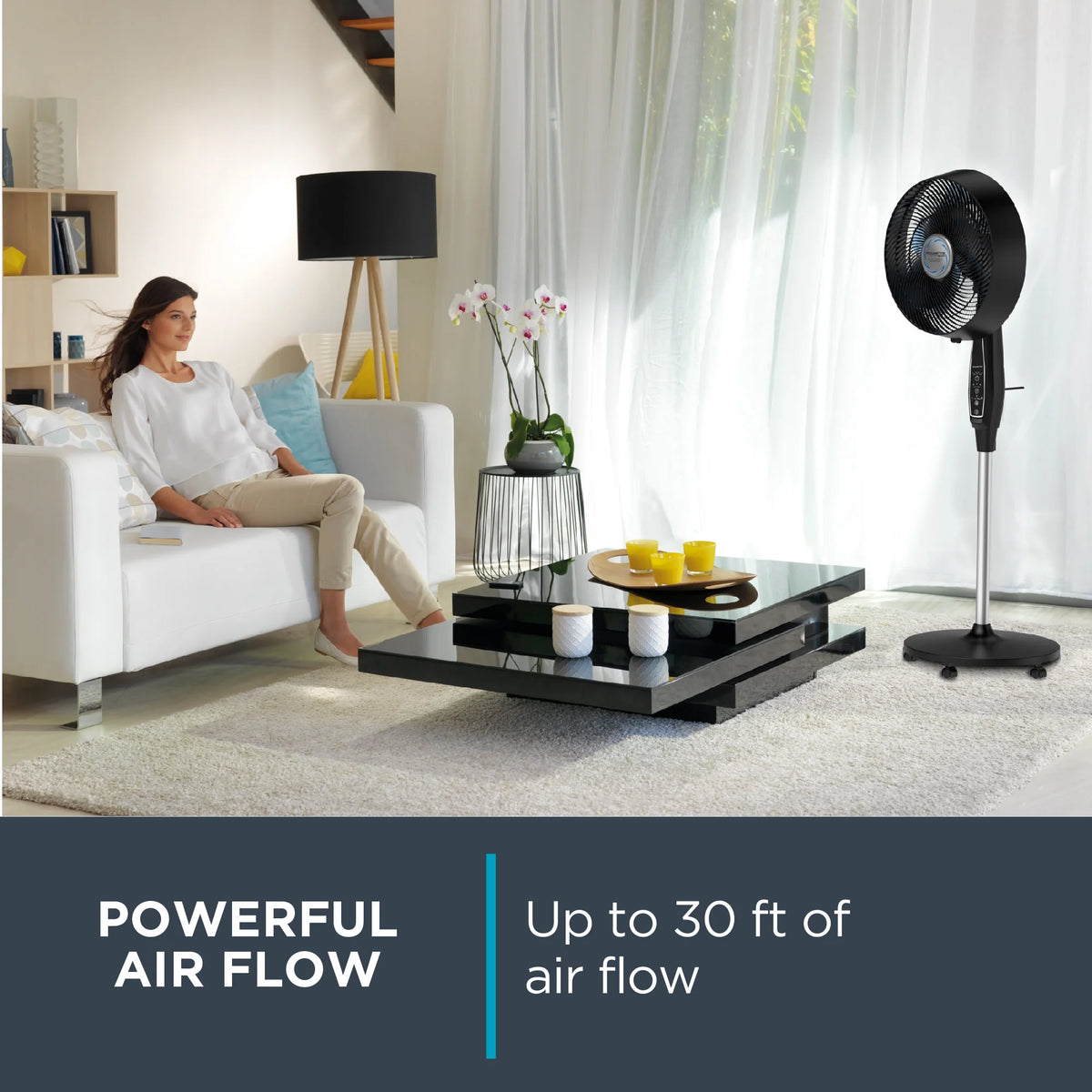 Rowenta Turbo Silence Standing Floor Fan with Remote, 53 Inch, Portable, 5 Speeds, VU5670 - image 25