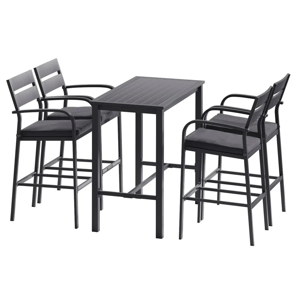 Gardeon Outdoor Bar Set 5-Piece Patio Dining Chairs Aluminium Table Stools - image 1
