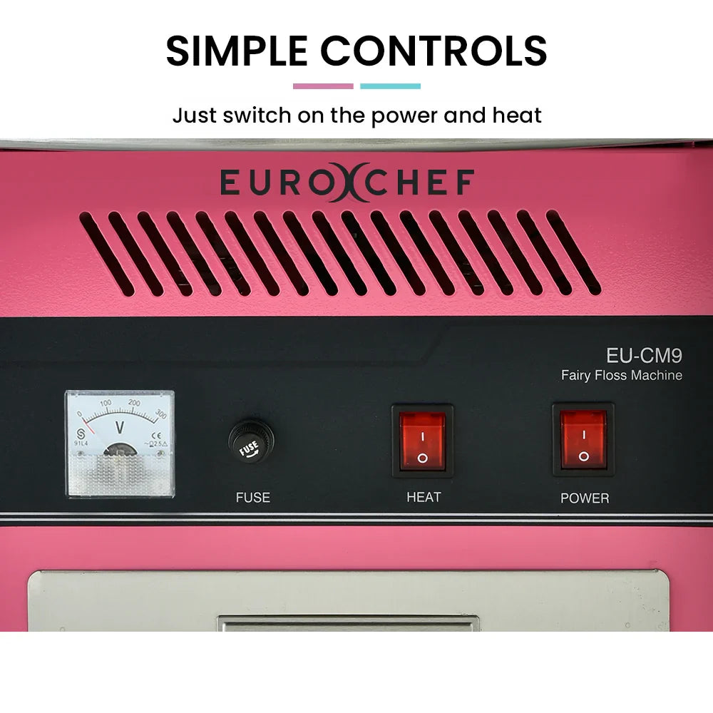 EUROCHEF 1100W Commercial Fairy Floss Machine, Cotton Candy Maker with Bubble Cover - image 8
