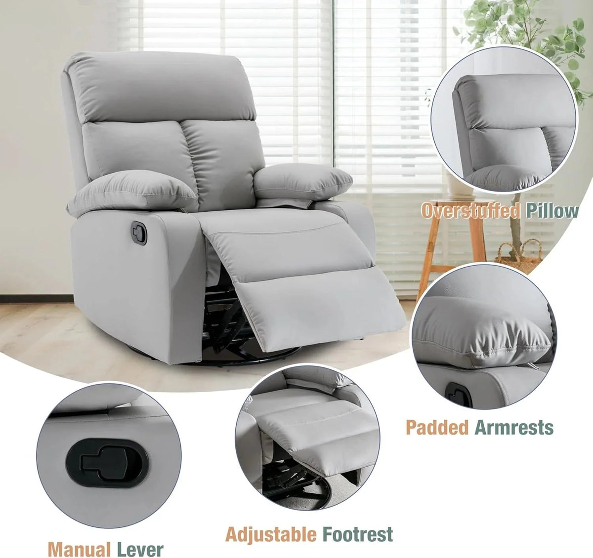 Small Swivel Rocker Recliner Chair for Compact Spaces - image 50
