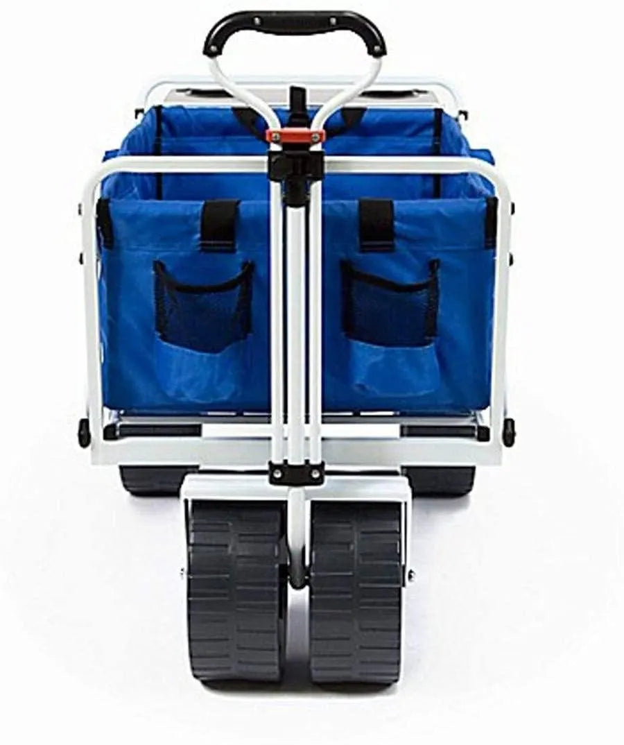 All Terrain Beach Wagon with Side Table|Heavy Duty Collapsible Folding Cart with Large Wheels for Beach Day, Picnic, Camping,