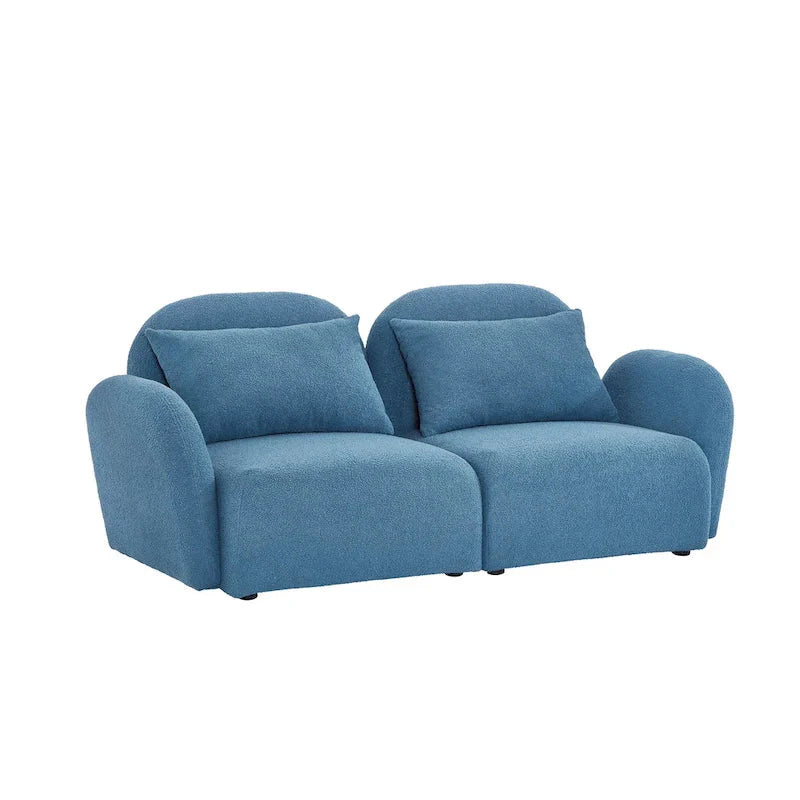 White Teddy Fabric Lazy Loveseat for Living Room - image 21