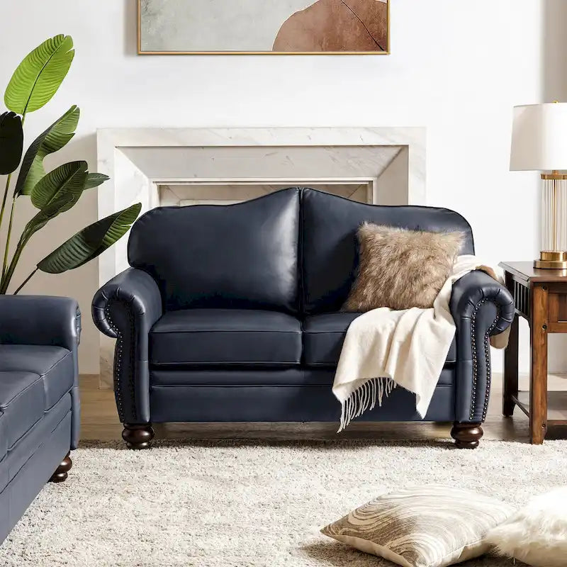 Angel Transitional Genuine Leather Sofa with Tufted Backrest by HULALA HOME - image 32