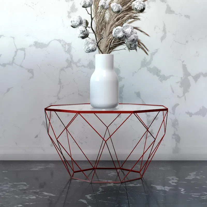 Malibu 22 Modern Octagonal Coffee Table with Tempered Glass Top and Durable Metal Geometric Base for Living Room or Office - image 22