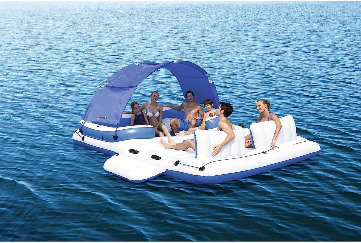 Tropical Breeze 6 Person Floating Island Lake Raft Lounge