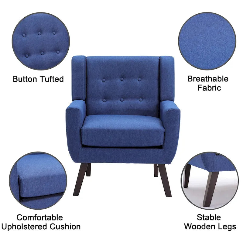 Contemporary Linen Button-Tufted Accent Chair - image 14
