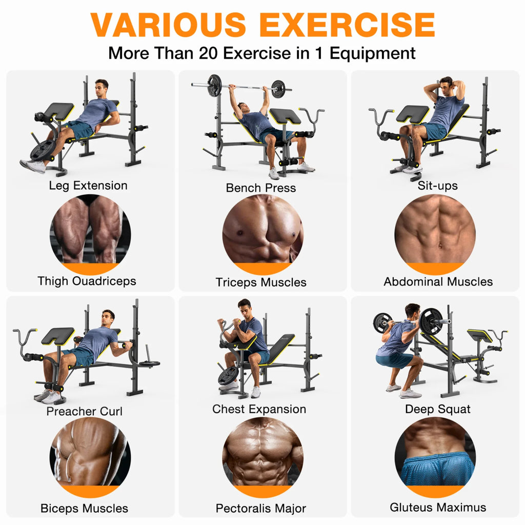 Weight Bench, Blacksmith 1100 lb 6 - in - 1 Workout Bench Press with Squat Rack Leg Developer Preacher Curl Butterfly Arms, Gym Exercise Equipment for Full Body Home Gym - image 2