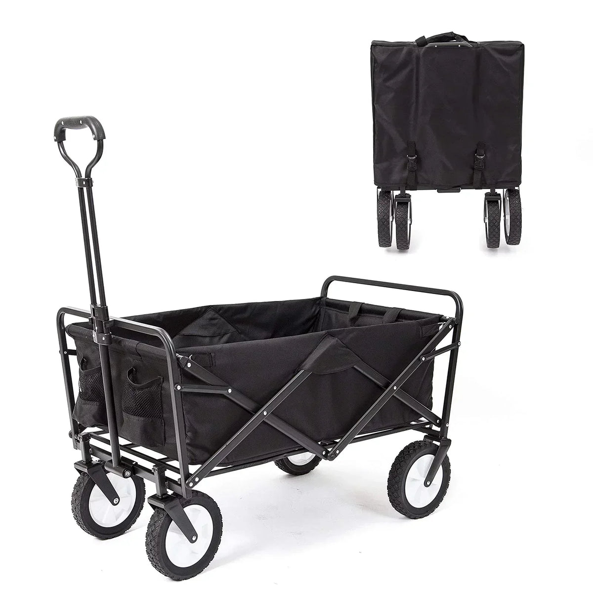 220lb Folding Wagon Utility Garden Cart for Outdoor Camping Black