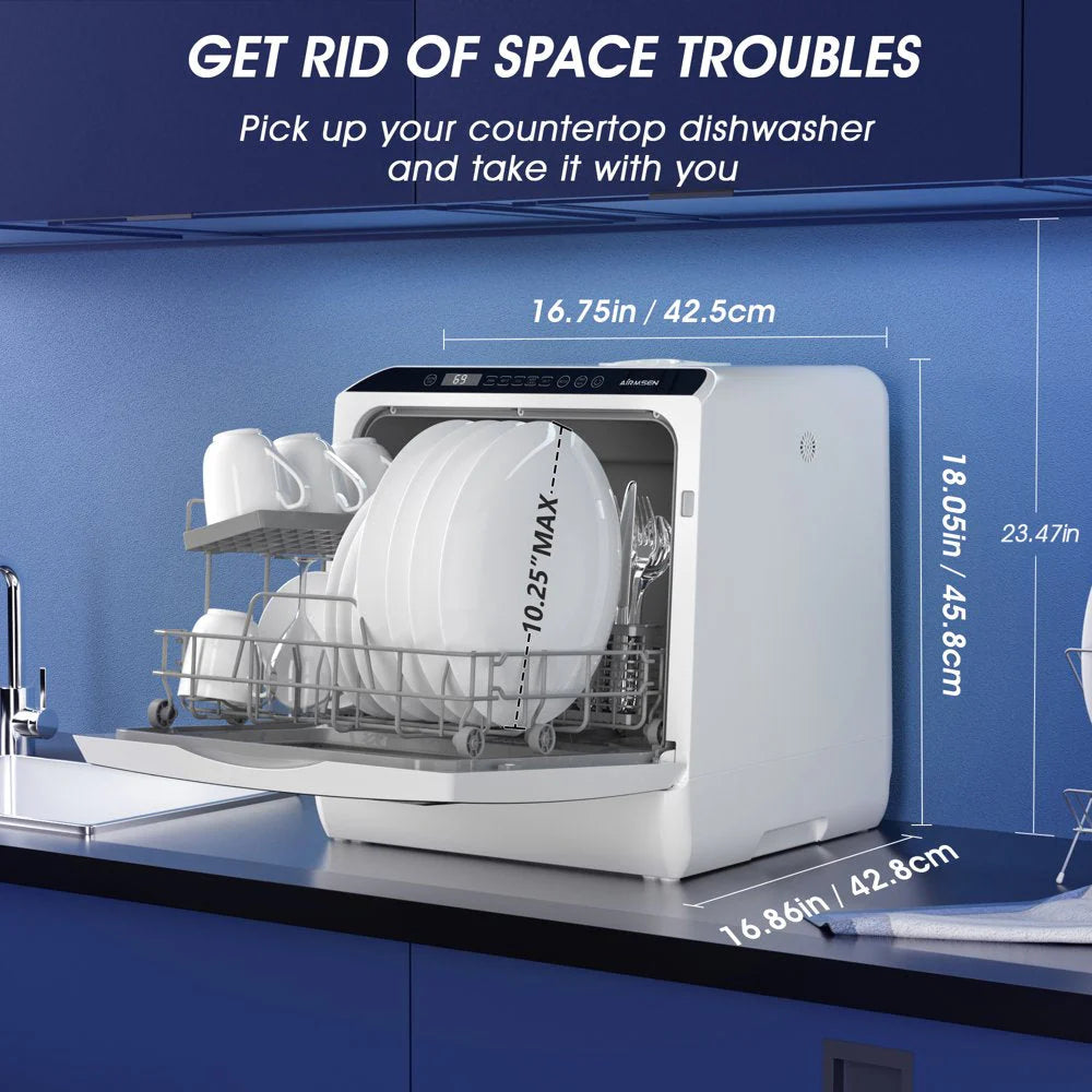 Portable Countertop Dishwasher with 5-Liter Built-In Water Tank and Air-Dry Function 5 Washing Programs - image 3