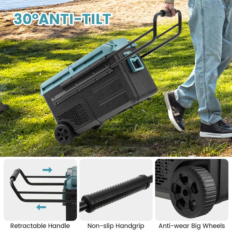 40-Quart Dual-zone Car Refrigerator with Wheels, 12V/24V DC & 100-240V AC Portable Car Fridge Cooler Freezer - image 5