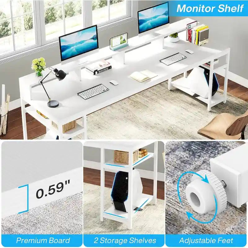 78.7-Inch Extra Long Double Desk for Two, Ideal for Home Office Use - image 11