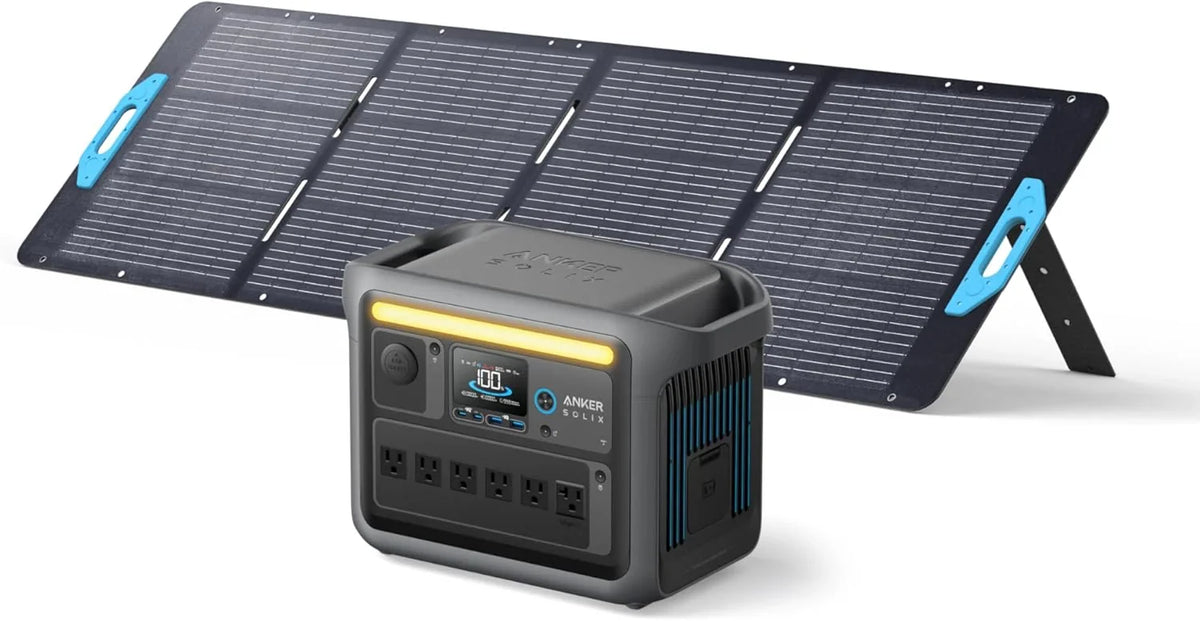 SOLIX C1000 Portable Power Station with 200W Solar Panel, 1800W Solar Generator, 1056wh LFP (LiFePO4) Battery, 6 AC Outlets, 