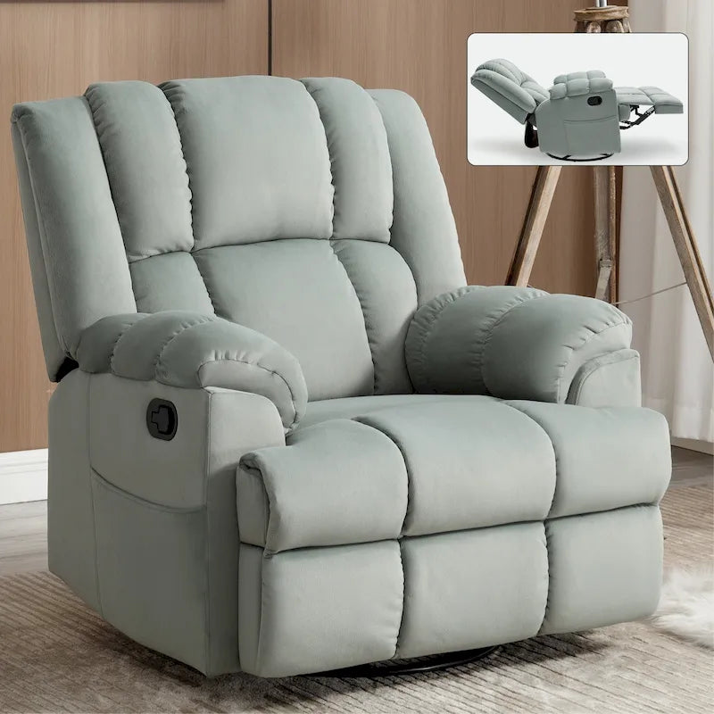 Extra-Large Swivel Rocker Recliner with Footrest and Pockets - Manual Operation - image 6