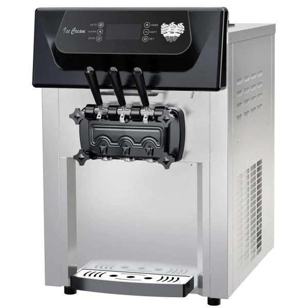 2200W Commercial Ice Cream Machine, 3 Flavor Soft Serve Ice Cream Machine, 5.3-7.4 Gal/Hr, with LCD Touch Screen, Automatic C