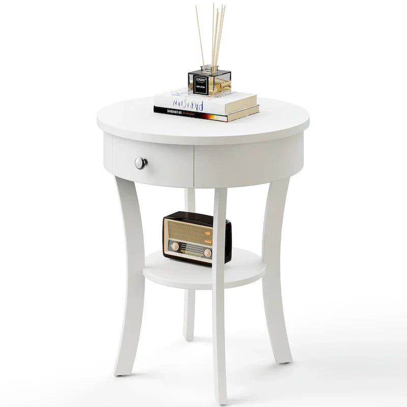 Costway Round 2-Tier Side Table - Versatile Nightstand for Bedroom and Living Room - image 2