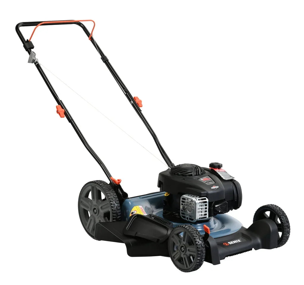 SENIX Gas Lawn Mower, 21-Inch, 125 cc 4-Cycle Briggs & Stratton Engine, 2-In-1 Push Lawnmower, 6-Position Height Adjustment with 11-Inch Rear Wheels, LSPG-M4, Blue - image 1