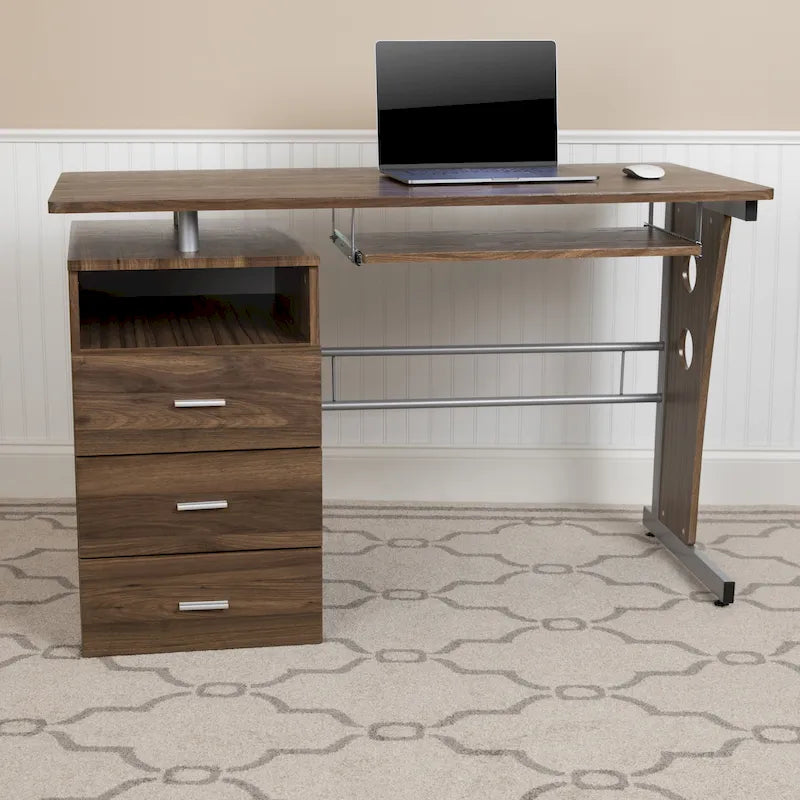 3-Drawer Pedestal Computer Desk with Keyboard Tray - image 4
