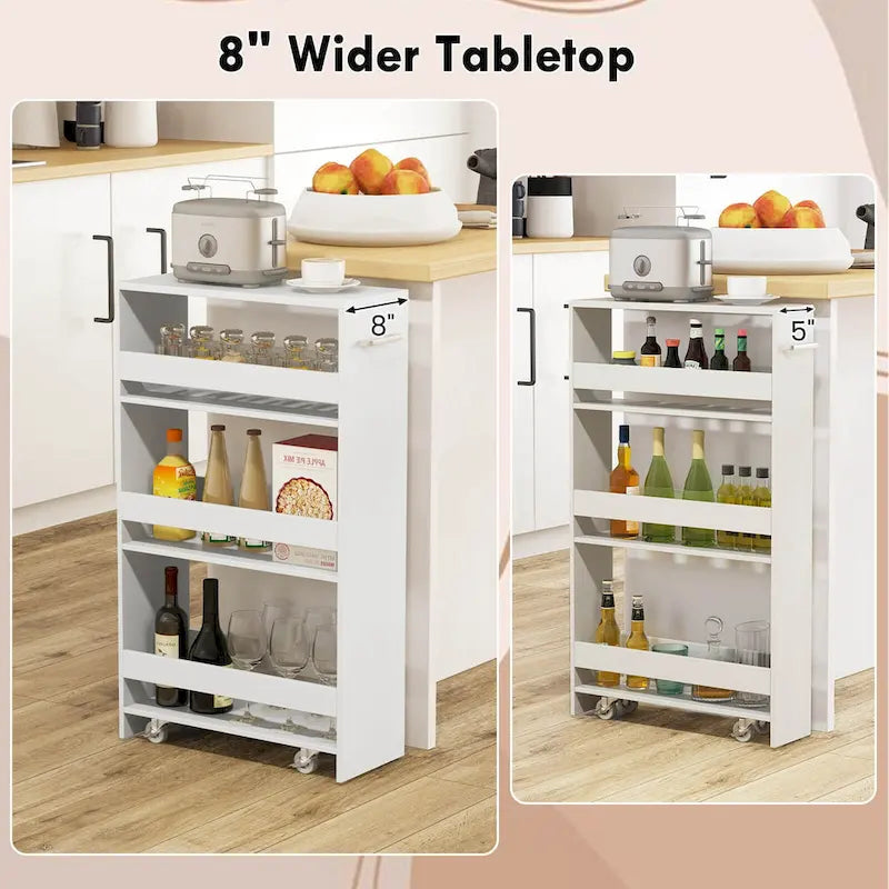 Costway 4-Tier Slim Rolling Kitchen Cart with Wheels - 8 Storage Compartments - image 11
