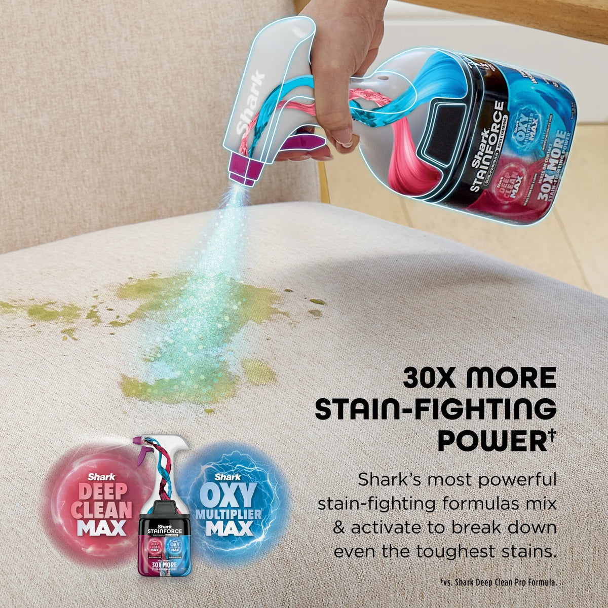 Shark StainForce Cordless Portable Spot, Stain, & Odor Remover System for Carpets, Area Rugs, Upholstery, Stairs, Cars, with Storage Caddy, and Full-Size Cleaning Solution, White, HX100 - image 3