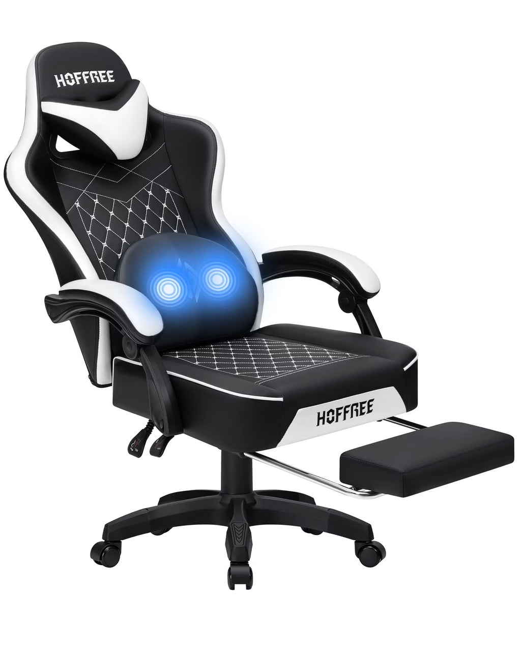 Hoffree Gaming Chair with Massage and Footrest Big and Tall Gamer Chair with Headrest and Lumbar Support PU Computer Game Chair for Adults Office - image 11