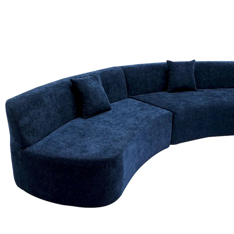 136-Inch Elegant Curved Chenille Sectional Sofa with Three Throw Pillows for Living Room - image 12