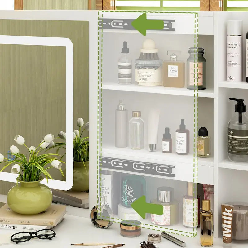 39.4-Inch Makeup Vanity Set with Stool and Touch Light Mirror - image 6