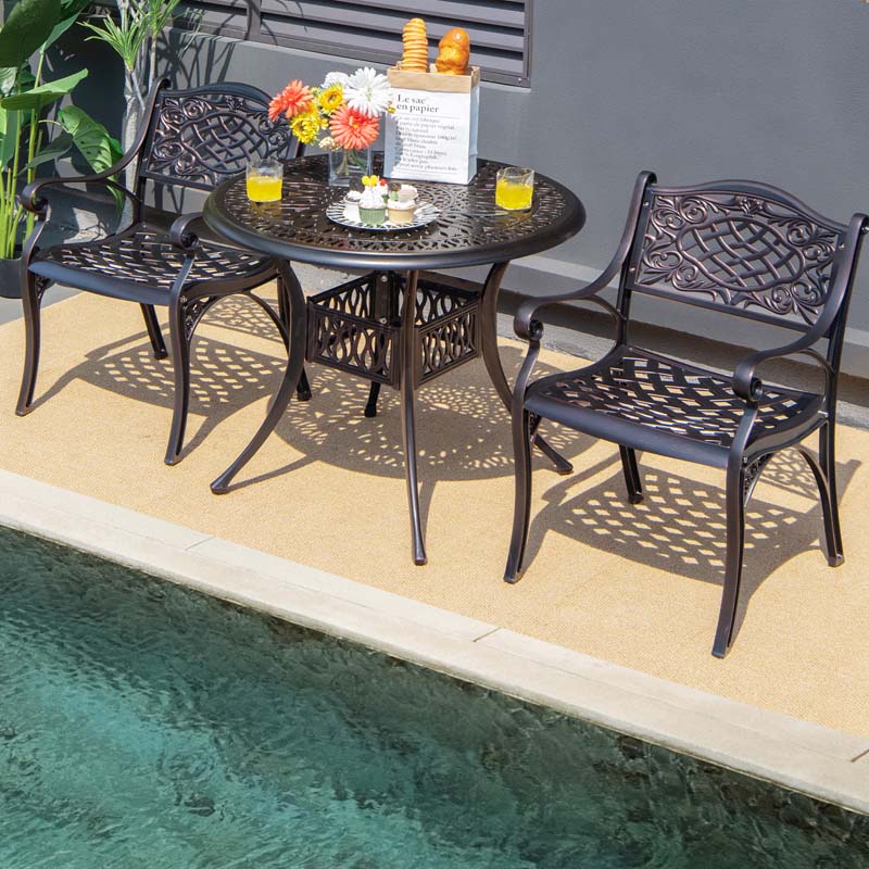 24Pcs All Weather Cast Aluminum Chairs With Armrests Amp Curved Seats Outdoor Dining Chairs Patio Bistro Armchairs - Comforta