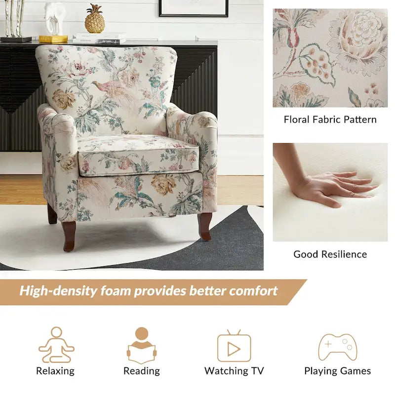 Set of 2 Samouel Contemporary Floral Wingback Armchairs by HULALA HOME - image 5